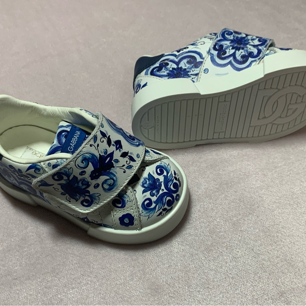 Dolce & Gabbana Kids Blue Floral Sneakers